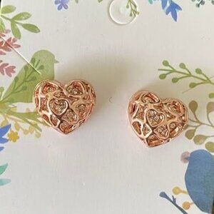 Rose Gold Open Work Heart Post Earrings